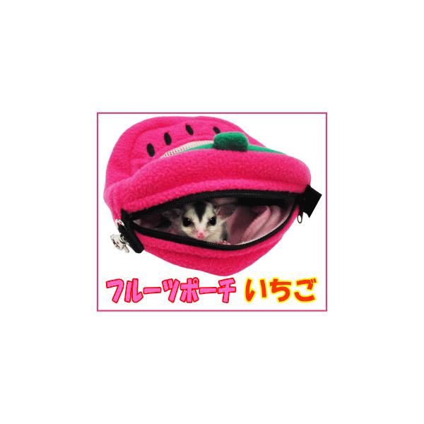 レインボー] モモンガ・シマリス用フルーツポーチ（いちご） : 小動物