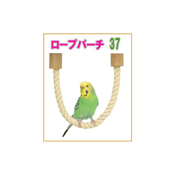 小鳥用コットンロープ製パーチロープパーチ 37・ ロープ長(木部含む)：約37cm・ ロープ直径：約12mm自由に足場の形が変えられるコットンロープ製のパーチ。飼育環境に合わせてセッティング！たくさんの凹凸が足裏に心地よい刺激も。メーカー：...