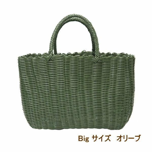 【定価27,500円】新品 サンアルシデ かごバッグ オリーブグリーン オリーブ かごバッグ bigサイズ 浴衣用 ビニールバッグ エコバッグ PP