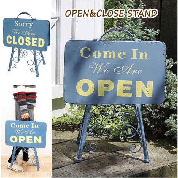 ●オープン＆クローズLOWスタンド●お店のオープン/クローズをおしゃれな看板でお知らせ！アイアンのアンティークな雰囲気がおしゃれなサインスタンド。●お店やクリニックにおすすめ！片面がOpen、もう片面がCloseのリバーシブルで使えるデザイ...