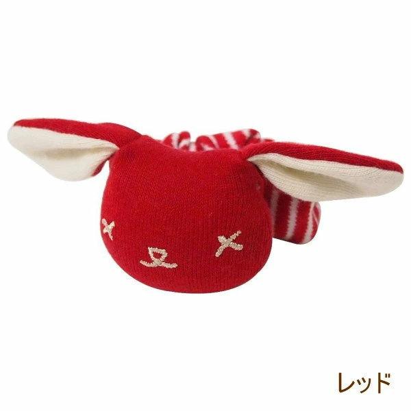 ●リストガラガラ　レッド●赤ちゃんの腕に着けるタイプのガラガラ♪●振るとリンリン♪かわいい鈴の音とかわいいマスコットが赤ちゃんの興味をそそります。●日本製で赤ちゃんにやさしい上質な厚手スムース生地を使用しているので、安心してお使いいただけま...