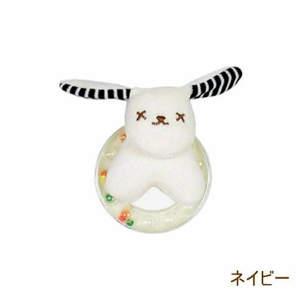 ●ビーズラトル　ネイビー●シャラシャラとビーズの音が楽しめるラトル♪●カラフルなビーズが中で移動するので、赤ちゃんの興味をそそります。●マスコットは赤ちゃんのお肌にやさしいパイル生地使用。●お手頃価格ながらも日本製なのでママも安心です。●大...