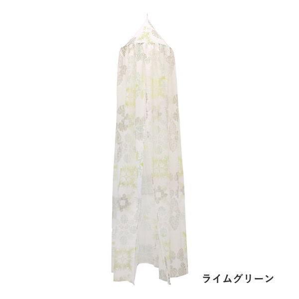 ●天蓋カーテン ラウキルト ライムグリーン●インテリアのアクセントになる、きれいな透かし柄の天蓋付きカーテン。●涼しげな印象の生地ですが、風をあまり通さないつくりのため、寝室の冷房対策にもおすすめ。●フレームがひもで結ばれているか確認後、天...