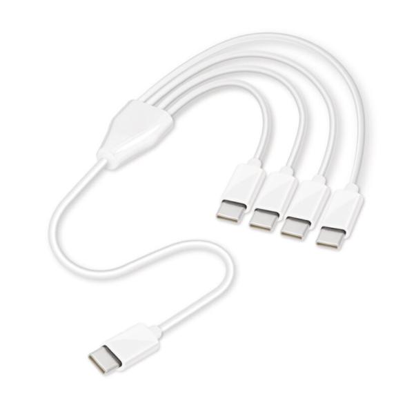 分岐ケーブル Type-C 充電専用 4台 同時充電 4 in 1 USB 50cm ホワイト JTT JT-4IN1CC05-WH