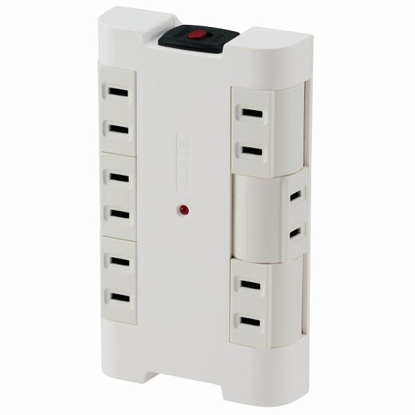 OHM（オーム電機） 電源タップ 雷ガード 6個口 ブレーカー付 独立回転