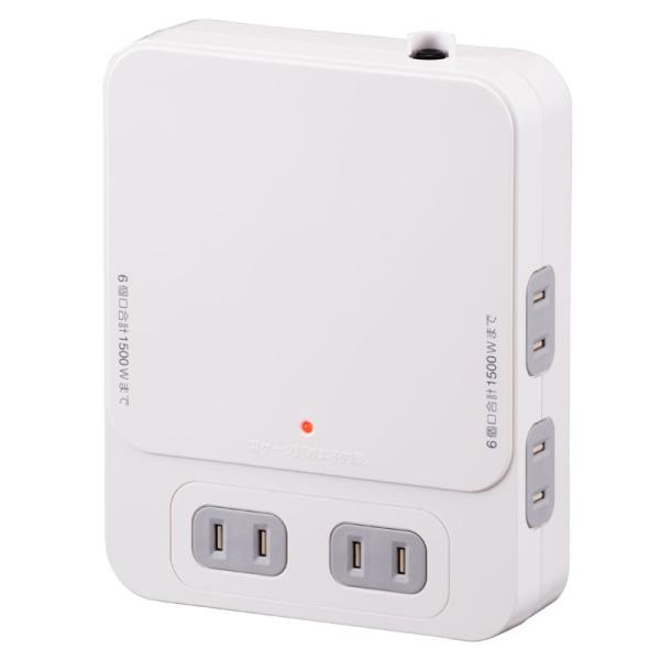 他サイト： 電源タップ コードなし 雷ガード TVボードバック用 6個口_HS-TK6TV1-W 00-1452 OHM オーム電機の商品画像
