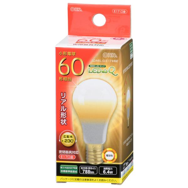 OHM（オーム電機） LED電球 小形 E17 60形相当 電球色｜LDA6L-G-E17