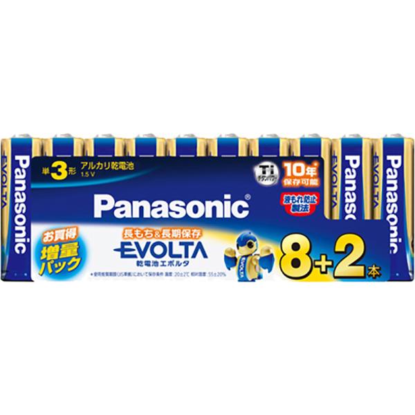 パナソニック アルカリ乾電池単3形 8本+2本パック(増量パック) Panasonic EVOLTA LR6EJSP/ 10S 返品種別A