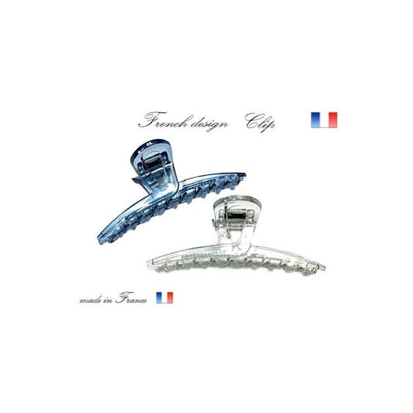 フランス製 バンスクリップ スリム クリア ミニクリップ （8.0ｃｍ）