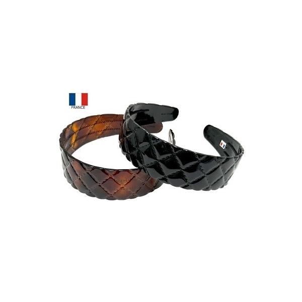 フランス製 カチューシャ キルティングデザイン型押し 32ｍｍ