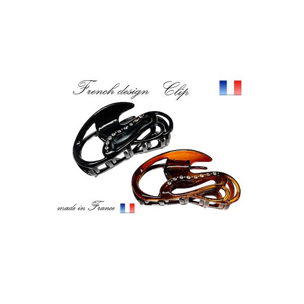 フランス製 カーブバンス スワロフスキー クリアストーン＆スタッズ付(8.5ｃｍ)