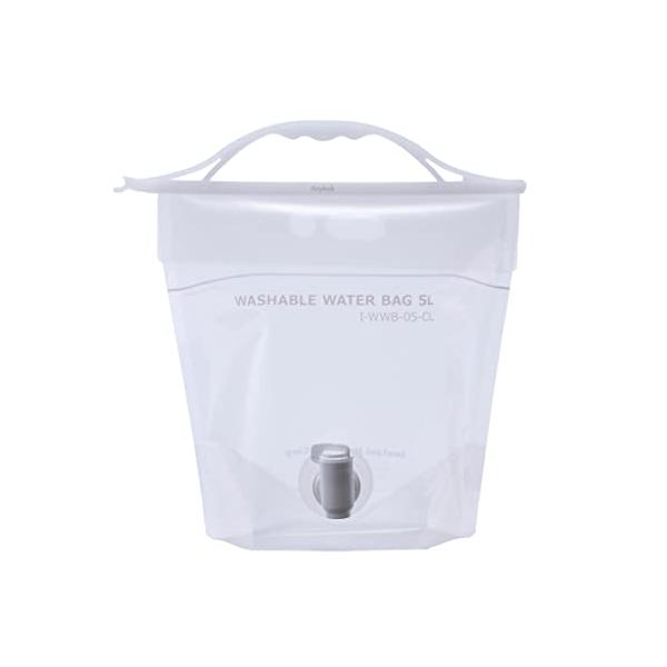岩谷マテリアル 水タンク ウォッシャブル ウォーターバッグ 5L 透明 WWB-5CL 注ぎやすいコック付き キャンプ レジャー 防災 約37×36×16cm