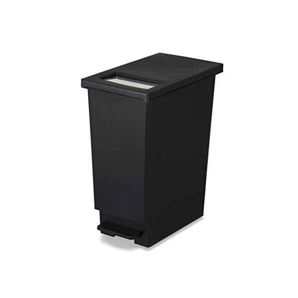 新輝合成 トンボ ユニード ゴミ箱 45リットル ふた付き 蓋を開けずにごみを捨てられる プッシュタイプ ペダル式 ブラック 幅26.5×奥行45.5×高さ55.