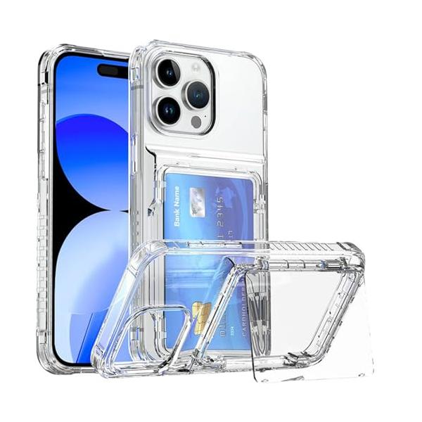 La Momo iPhone15Pro ケース カード収納 クリア アイフォンケース 透明ケース 全面保護 バンパー クリアケース スマホケース iPhoneケース 耐衝撃 ア