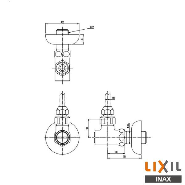 INAX（イナックス） INAX LIXIL CF-93 壁・床配管用止水栓 パブリック