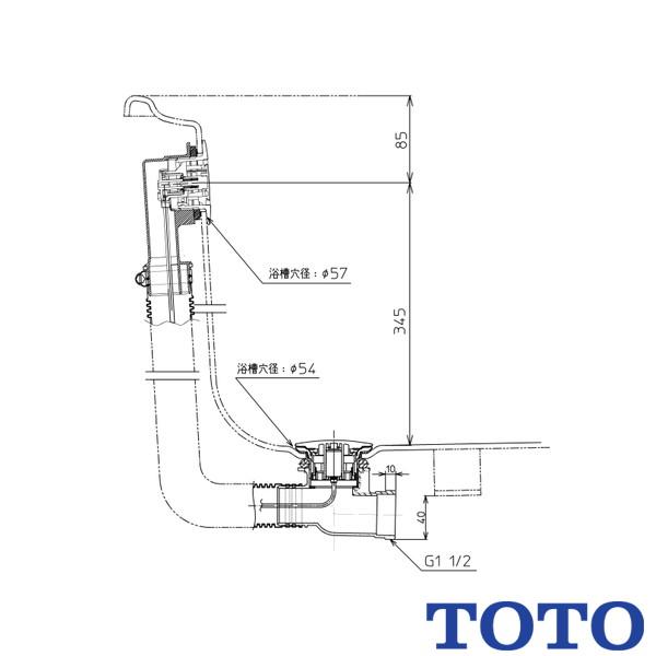 TOTO △TOTO 洋風バス用排水金具・ワンプッシュ PZ6182 PAY1600専用