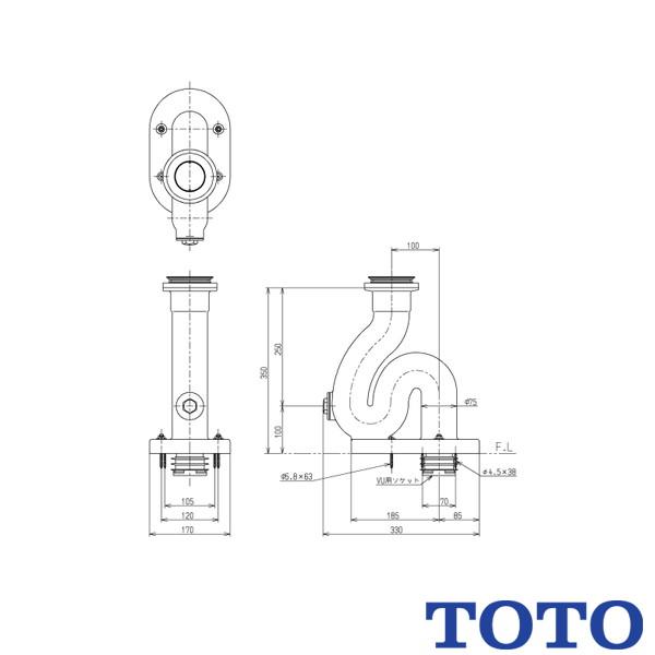 (未使用･未開封品)　TOTO排水金具(塩ビ管用Sトラップ) T37SGEP vf3p617 TOTO 床排水金具 掃除流し用 T37SGEP 塩ビ管用 Sトラップ : 施主