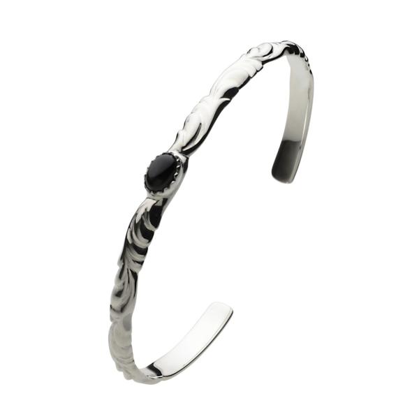 ブラック・スター　シルバー製バングル ブラックスター シルバーブレスレット メンズ バングル スタイリッシュ