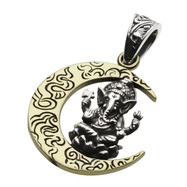 シルバーペンダント メンズ 三日月 ガネーシャ シルバー925 ペンダント