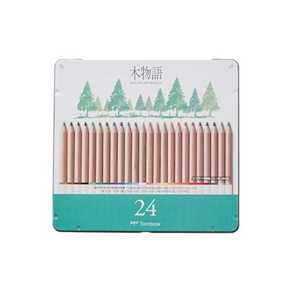 トンボ鉛筆 缶入色鉛筆 S木物語 24色 (CB-RS24C)（A-35844）【TOMBOW