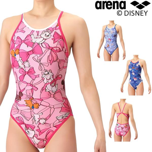 アリーナ ARENA 競泳水着 練習用水着 レディース タフスーツ ディズニー 『おしゃれキャット』 “マリー” タフスキンEP トレーニングワンピース オープンバック 競泳練習水着 2026年春夏モデル AS6SWM54L