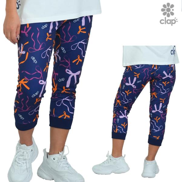 クラップ CLAP リボンクラップ イーシュット レディース クロップドパンツ スポーツアパレル トレーニング フィットネス 女性 CE25028 clap（クラップ） リボンクラップ イーシュット レディース クロップド