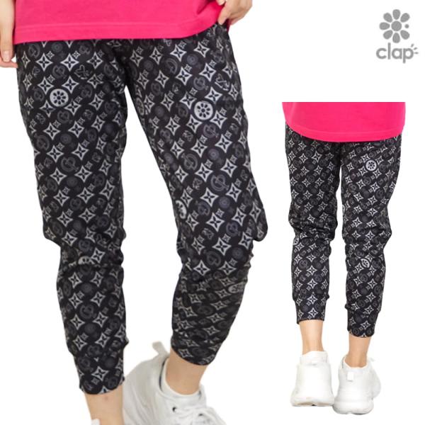 clapクラップ　定価11660円人気MONOGRAM クロップドパンツダンス clap（クラップ） モノグラム クロップドパンツ レディース スポーツ