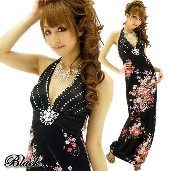 セクシー ロングドレス キャバドレス ホルターネックドレス ブラック ピンク レッド ブルー キャバ お水に Dk 18 E Style Market 通販 Yahoo ショッピング