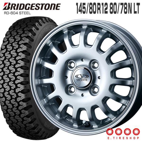 BRIDGESTONE 604V 145/80R12 80/78N ヴィセンテ04 CA 12×3.5 BRIDGESTONE 604V 145/80R12 80/78N ヴィセンテ04 CA 12×3.5