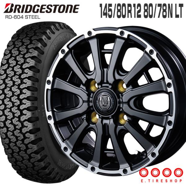 BRIDGESTONE 604V 145/80R12 80/78N XR-600S 12×4.0 セミグロス BRIDGESTONE 604V 145/80R12 80/78N XR-600S 12×4.0 セミグロス