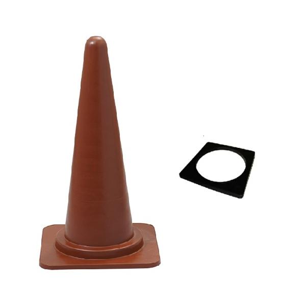 カラーコーン 茶色 (1個) (ウエイト付き) (高さ70cmx幅38cm) 無地 コーンウェイト 三角コーン