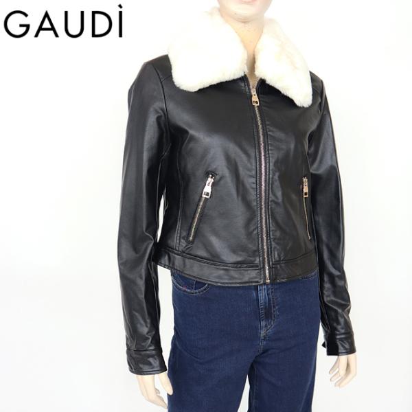 ガウディ（GAUDI）レディース 中綿入りジャンパー ブラック系 ファー 