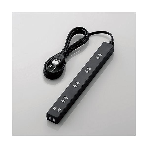 他サイト： エレコム T-NSLK-2620BK ほこり防止シャッター付きスリムタップ(雷ガード内蔵) 2m ブラックの商品画像
