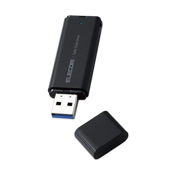 【推奨品】エレコム　ESD-EMC0500GBK　外付けSSD／ポータブル／USB3.2(Gen1)対応／小型／キャップ式／500GB／ブラック 124
