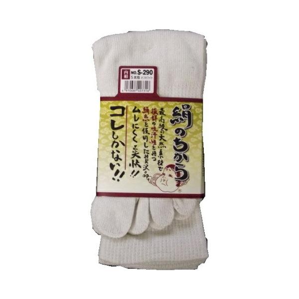 絹のちから靴下5本指オフホワイト3足組