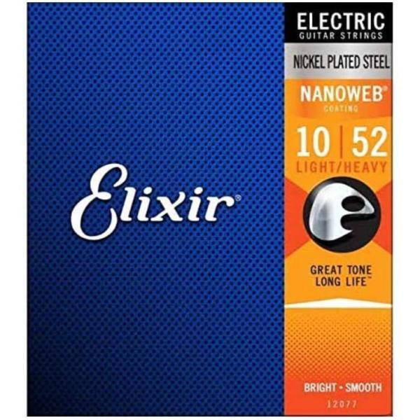 Elixir エリクサー エレキギター弦  NANOWEB 　Light-Heavy Strings 10-52  12077