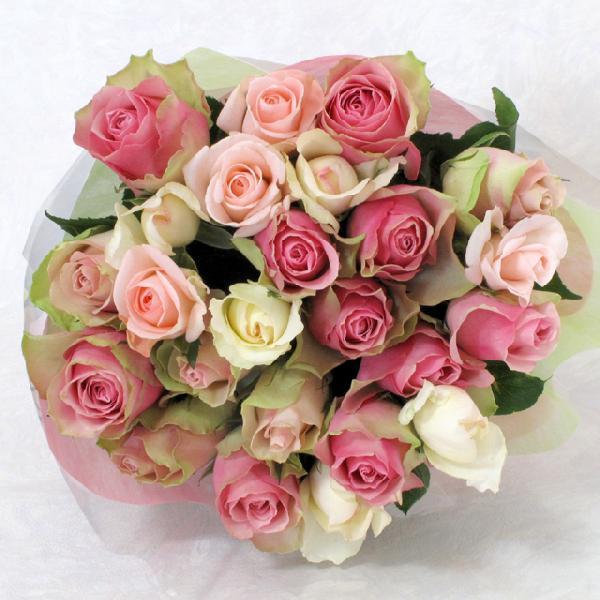 バラ 花束 25本 ピンク系 グラデーション 誕生日 ギフト プレゼント