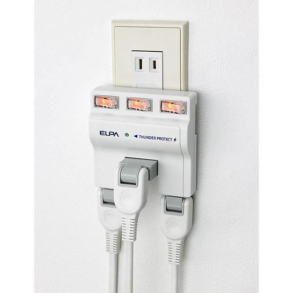 朝日電器 サージ付タップ コンセント 雷ガード 3個口 耐雷 125V