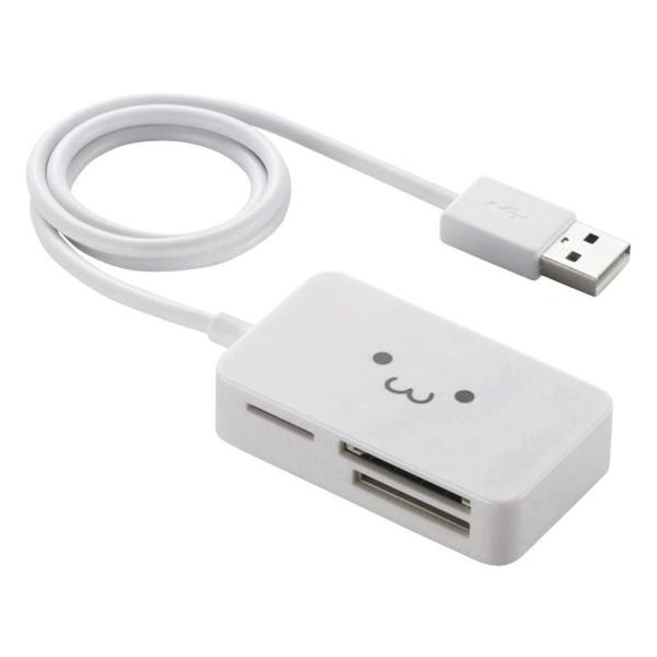 他サイト： ELECOM エレコム USB-A接続 ケーブル付き コンパクトメモリーカードリーダー ホワイト MR-A39NWHF1(2372572)の商品画像