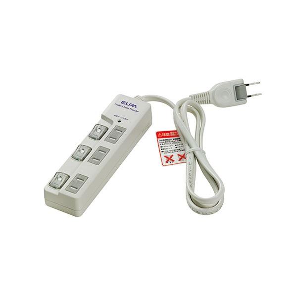 他サイト： 朝日電器 3個口 耐雷サージ LEDランプスイッチ付タップ（上差し）2.0m WBS-LU302B W(2438812)の商品画像