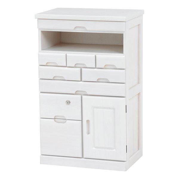 多引き出しのFAX台。鍵付きの引出しには重要なものを保管できます。