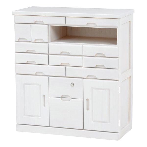 多引き出しのFAX台。鍵付きの引出しには重要なものを保管できます。