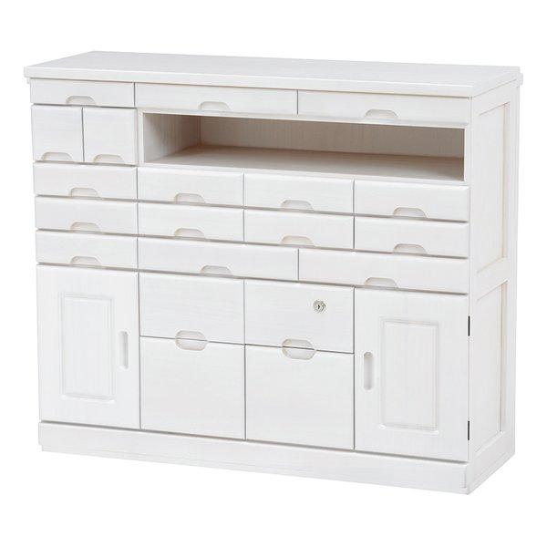 多引き出しのFAX台。鍵付きの引出しには重要なものを保管できます。