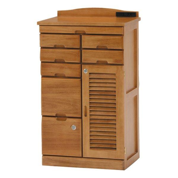 多引き出しのFAX台。隠しキャスターがついているので移動もラク。鍵付き