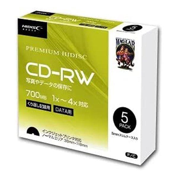 HI-DISC ハイディスク CD-RW 4倍速 繰り返しデータ用 スリムケース入り5枚パック HDCRW80YP5SC(2558770)