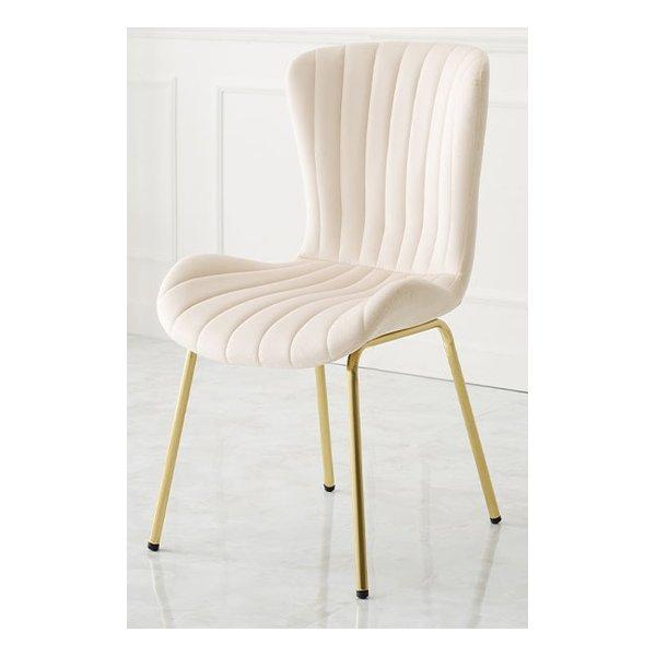 貝殻のようなシルエットにゴールドの脚がエレガントなインテリアチェア