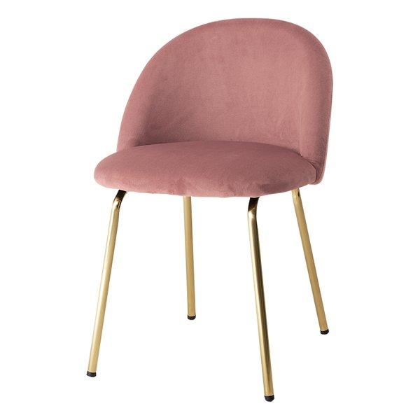 ころんとした座面にゴールドの脚がフェミニンなインテリアチェア背もたれのカーブが背中にフィット