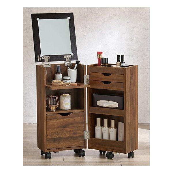 普段はコンパクトなサイズ感なのでリビングにも置きやすい大容量収納コスメワゴン