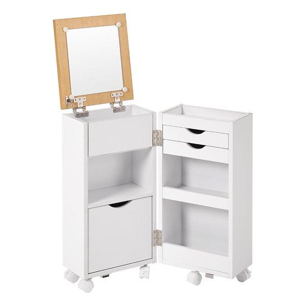 普段はコンパクトなサイズ感なのでリビングにも置きやすい大容量収納コスメワゴン