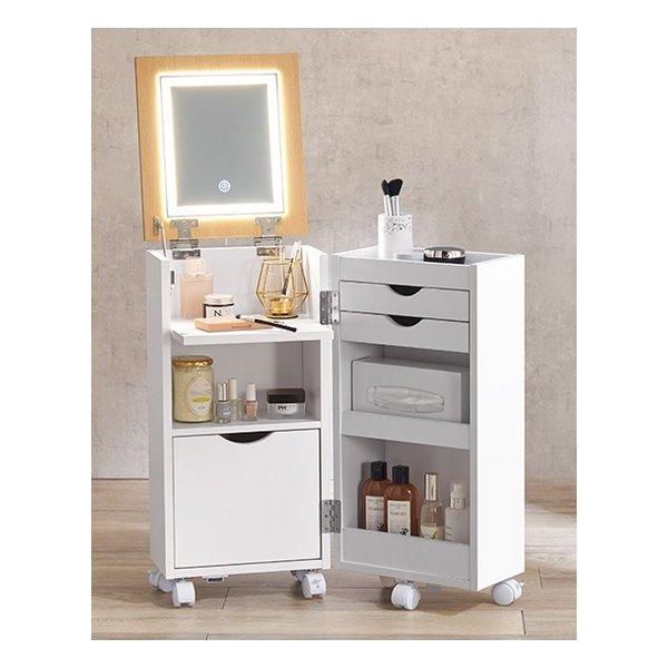 普段はコンパクトなサイズ感なのでリビングにも置きやすい大容量収納コスメワゴン